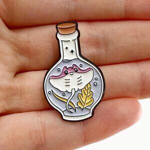Stingray in Bottle Enamel Pin